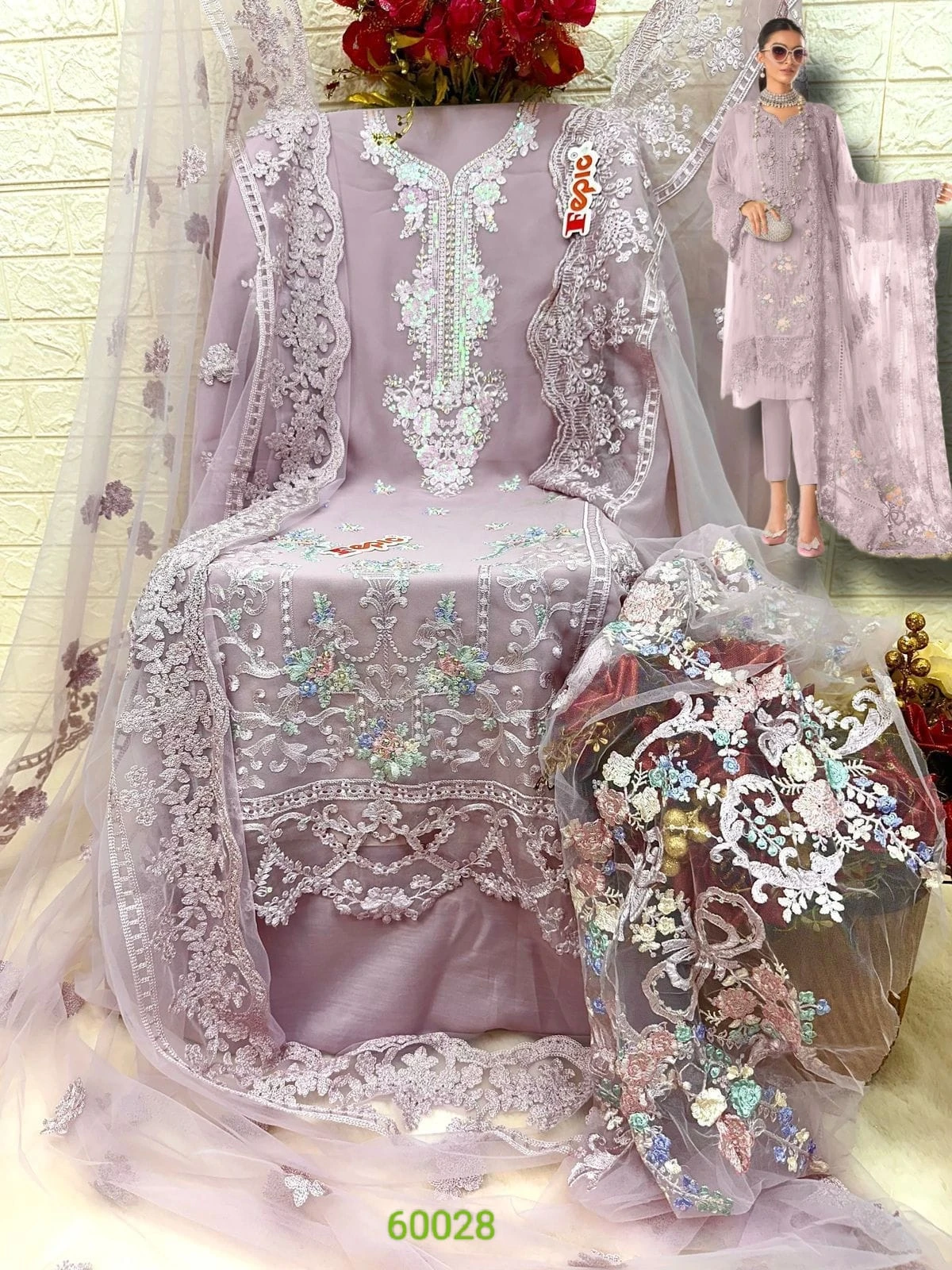 Fepic 60028 Georgette Wholesale Pakistani Salwar Suit Catalog — Wholesale Pakistani Suits, MPA wholesale from Surat - Gallery Image 3